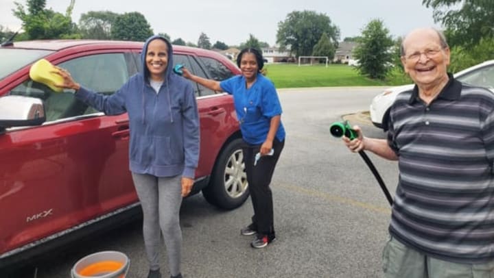 Grace Point Place Memory Care in Oaklawn illinois Holds a Fund Raiser Car Wash