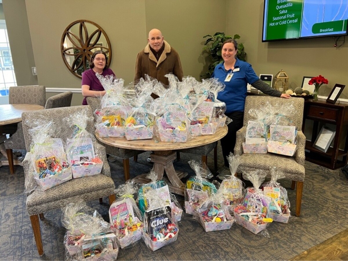 Residents with Easter baskets at Liberty Place