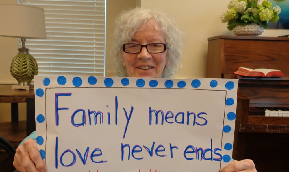 A resident made a poster at Grace Point Place in Oak Lawn, Illinois.