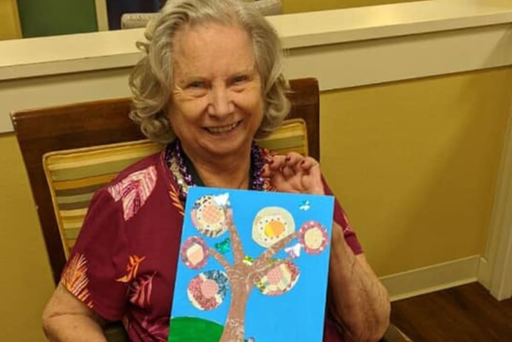 Resident with painting