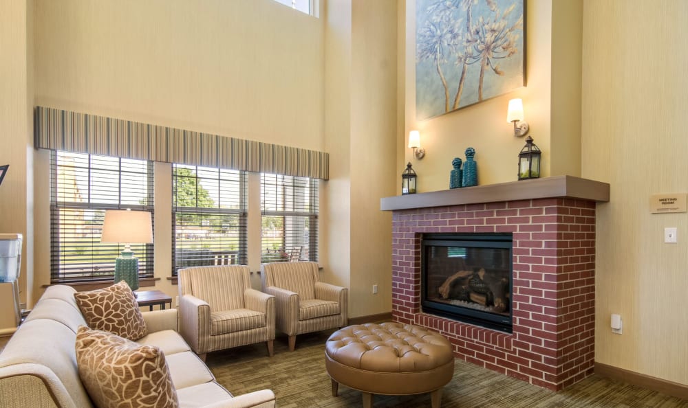 A lounge at Grace Point Place in Oak Lawn, Illinois.