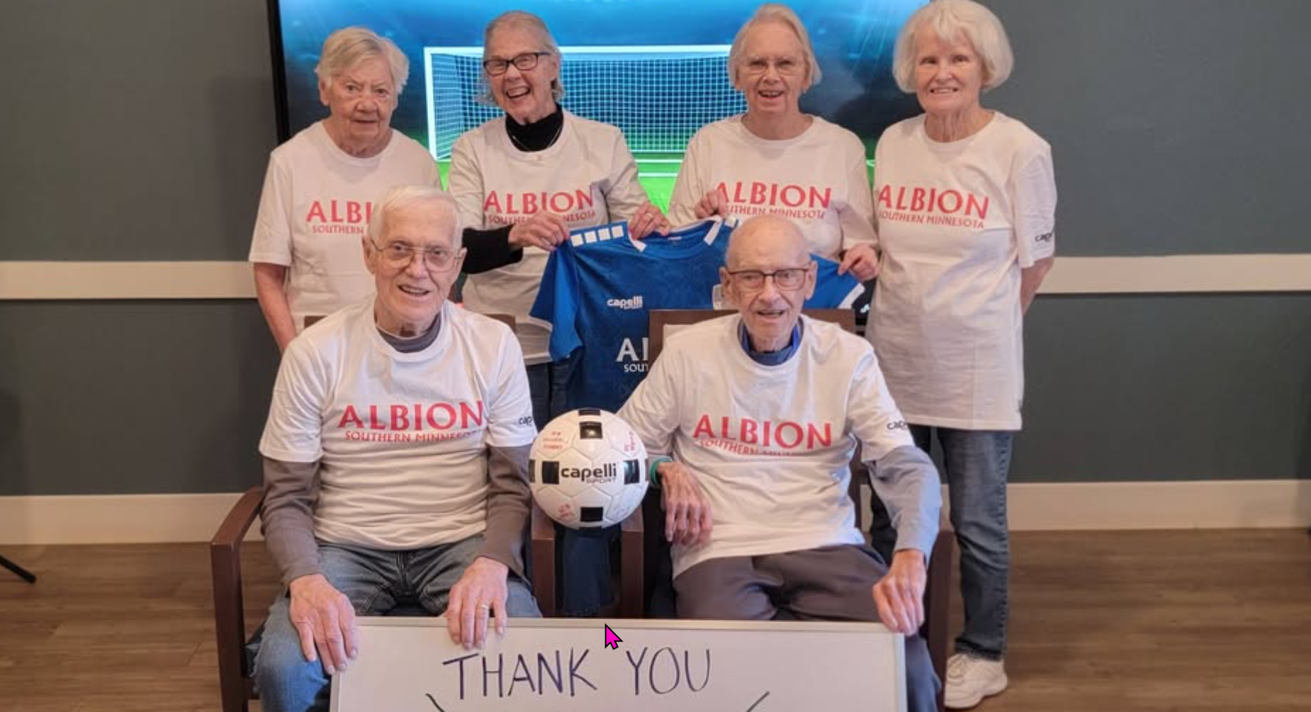 Albion SC Soccer Team visits Cascade Creek Memory Care in Rochester Minnesota