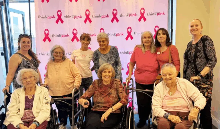 Residents of Willow Springs Memory Care in Redding, California join Nor Cal Think Pink to raise awareness of breast cancer