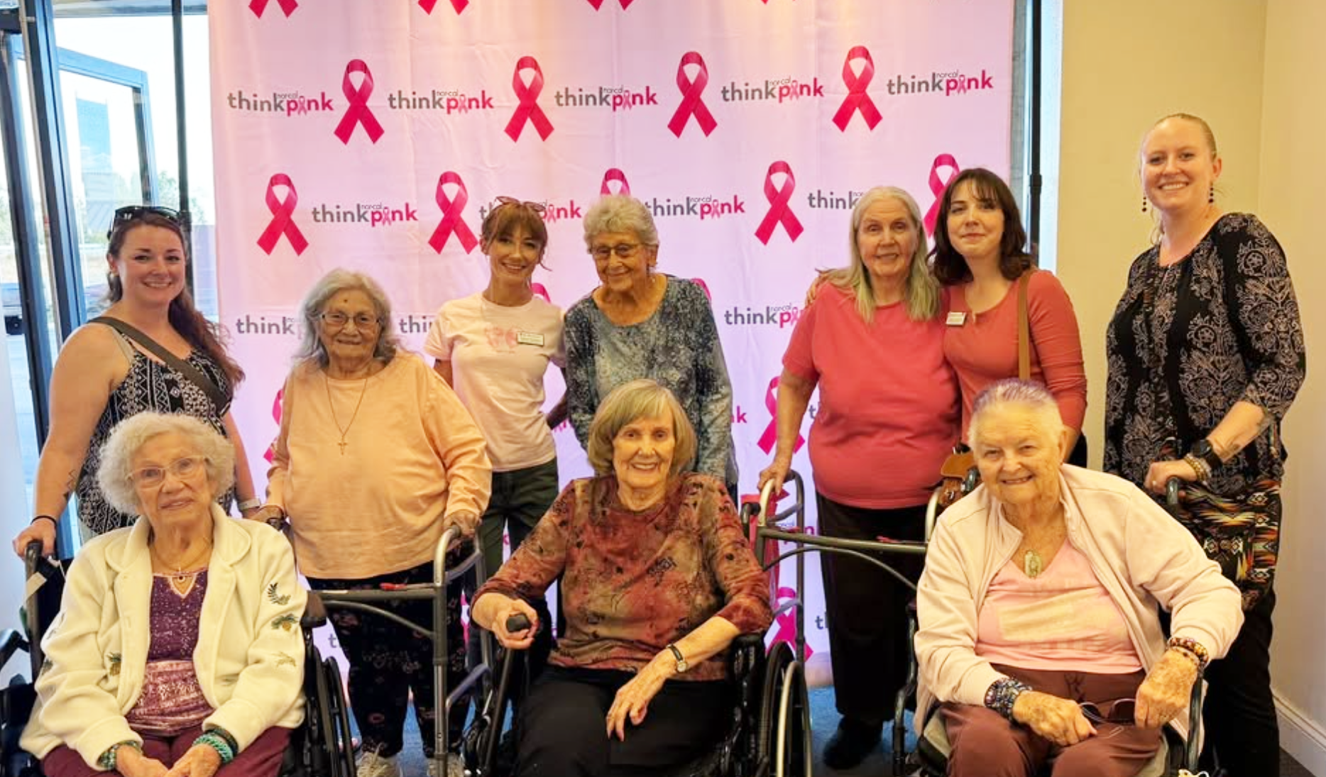 Residents of Willow Springs Memory Care in Redding, California join Nor Cal Think Pink to raise awareness of breast cancer