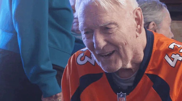 Bronco fans cheer on their favorite team at Greenridge Memory Care watch party in Westminster Colorado