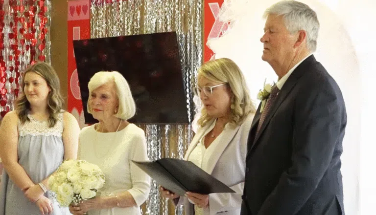 Couple renews wedding vows at Clear Creek Memory Care in Fayetteville, Arkansas