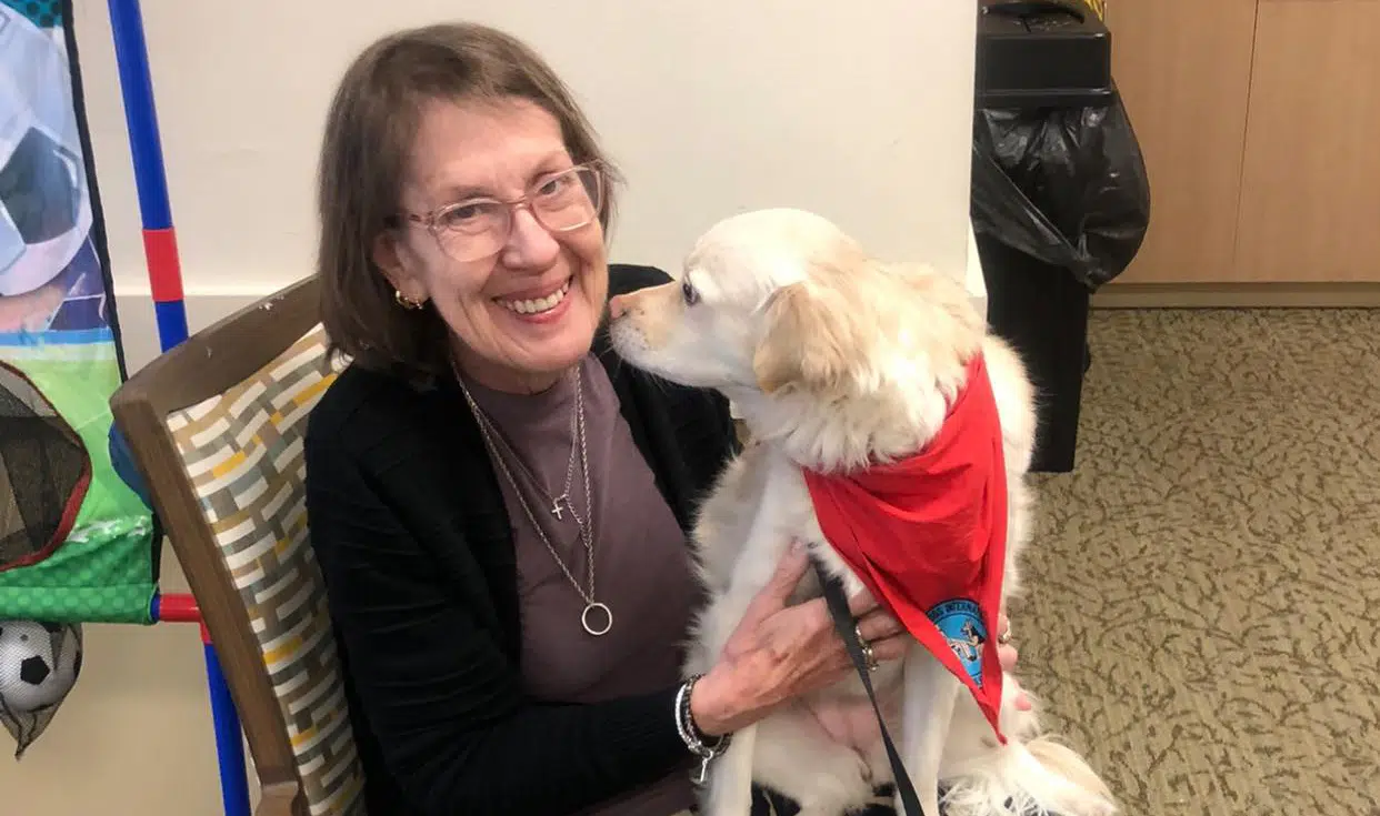 Bella the animal therapy dog at Emerald Place Memory Care